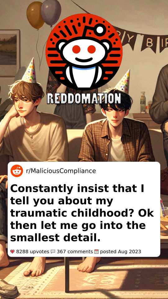 Constantly insist that I tell you about my traumatic childhood? Ok then let me go into the smallest detail.