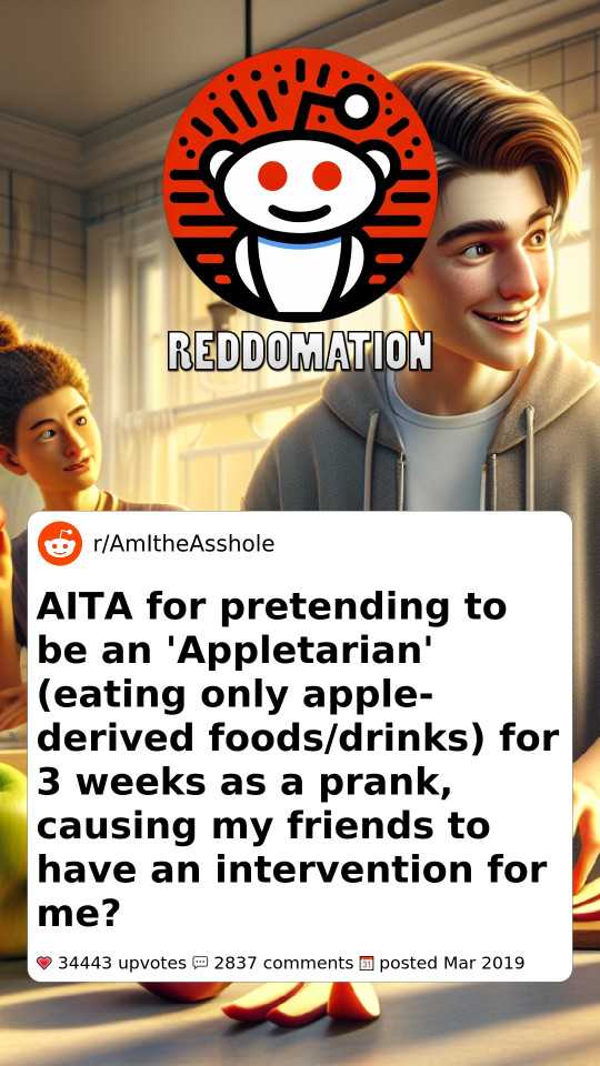 Am I the A-hole for pretending to be an 'Appletarian' (eating only apple-derived foods/drinks) for 3 weeks as a prank, causing my friends to have an intervention for me?