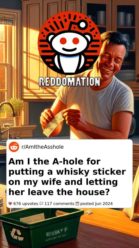 Am I the A-hole for putting a whisky sticker on my wife and letting her leave the house?
