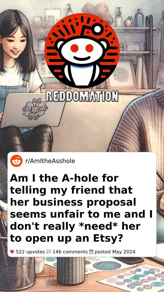 Am I the A-hole for telling my friend that her business proposal seems unfair to me and I don't really *need* her to open up an Etsy?