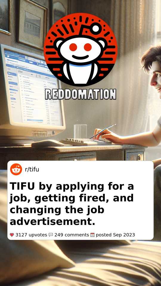 today I F-ed up by applying for a job, getting fired, and changing the job advertisement.