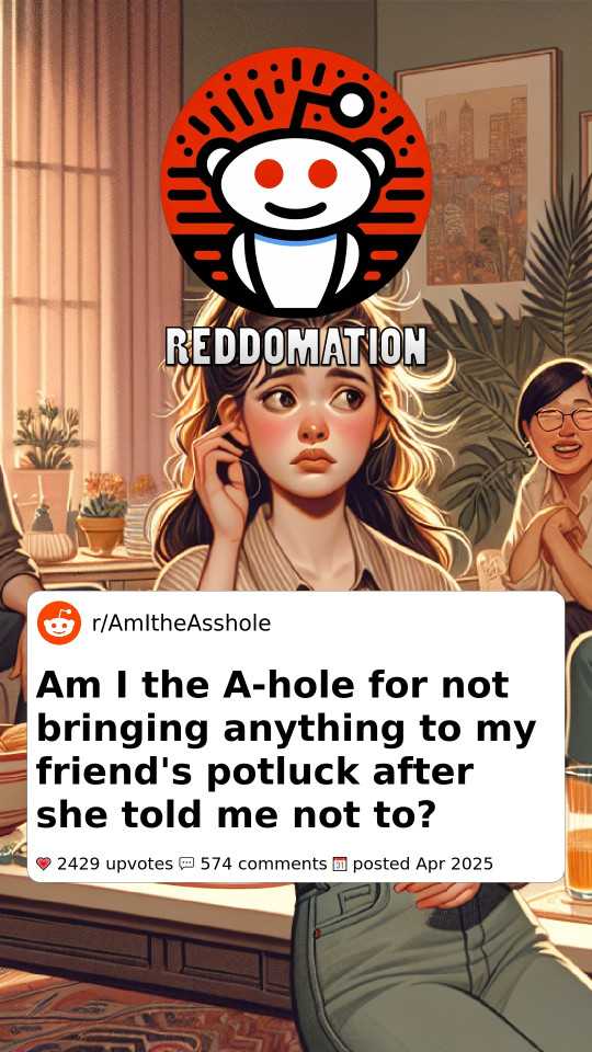 Am I the A-hole for not bringing anything to my friend's potluck after she told me not to?