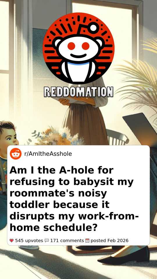Am I the A-hole for refusing to babysit my roommate's noisy toddler because it disrupts my work-from-home schedule?