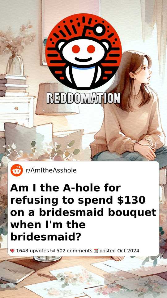 Am I the A-hole for refusing to spend $130 on a bridesmaid bouquet when I'm the bridesmaid?