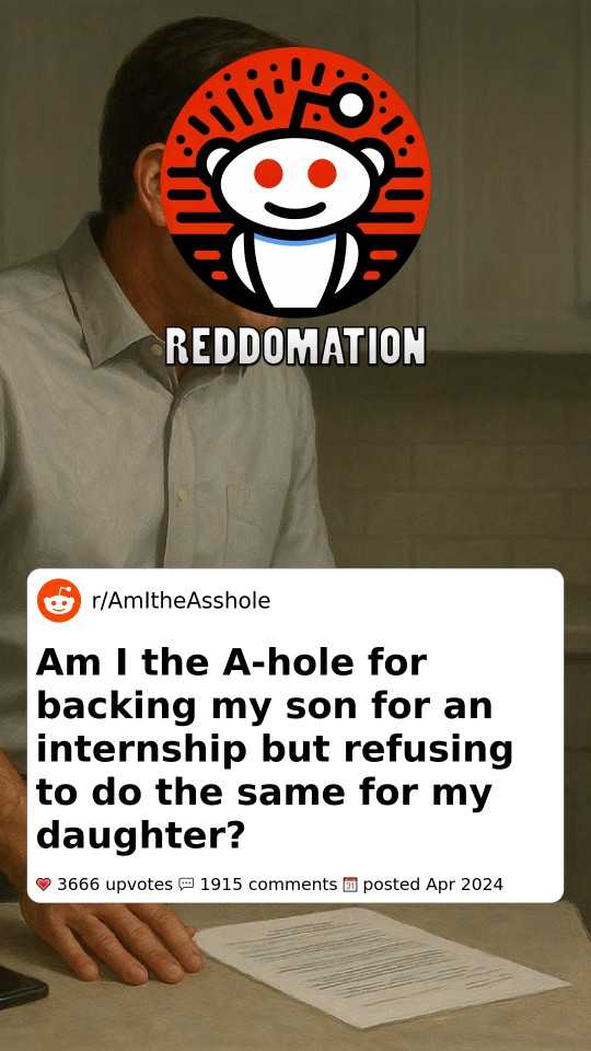 Am I the A-hole for backing my son for an internship but refusing to do the same for my daughter?