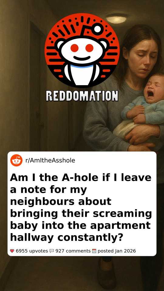 Am I the A-hole if I leave a note for my neighbours about bringing their screaming baby into the apartment hallway constantly?