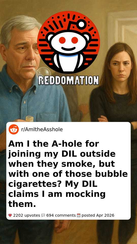 Am I the A-hole for joining my DIL outside when they smoke, but with one of those bubble cigarettes? My DIL claims I am mocking them.