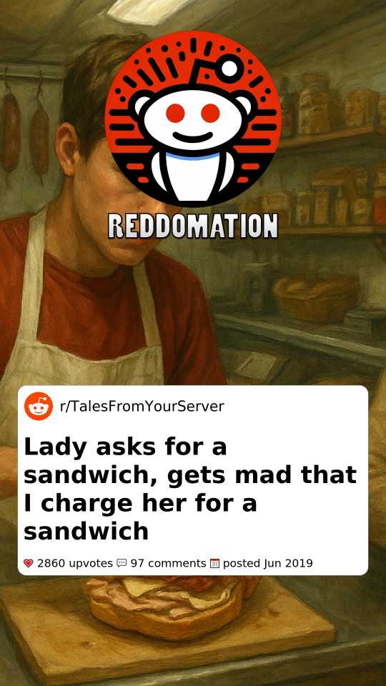 Lady asks for a sandwich, gets mad that I charge her for a sandwich