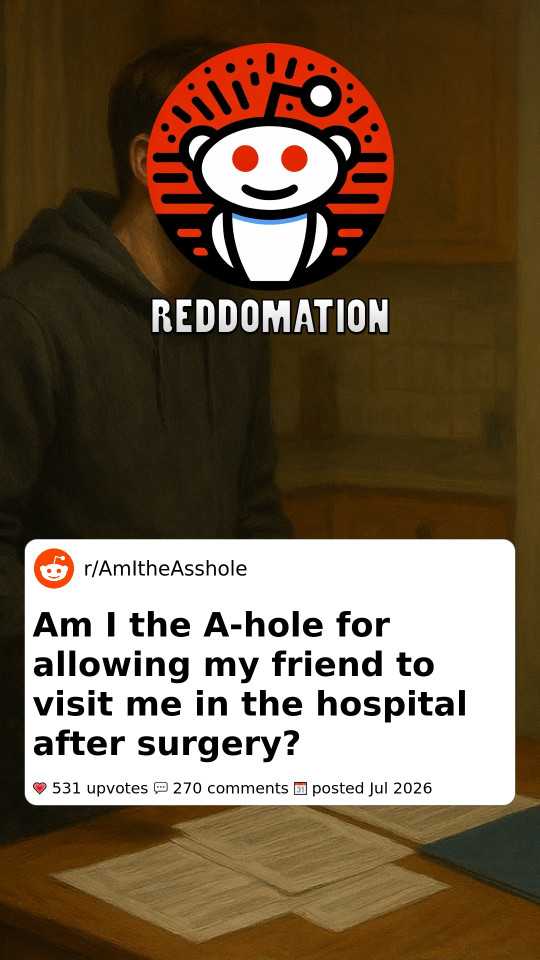 Am I the A-hole for allowing my friend to visit me in the hospital after surgery?