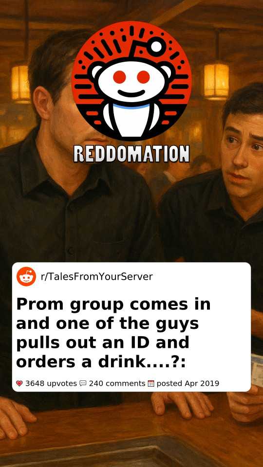 Prom group comes in and one of the guys pulls out an ID and orders a drink....?: