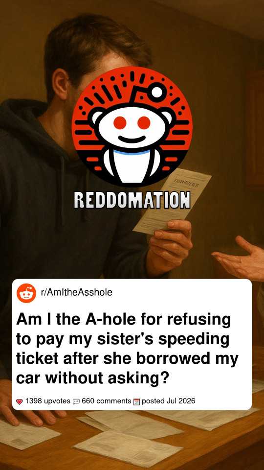 Am I the A-hole for refusing to pay my sister's speeding ticket after she borrowed my car without asking?