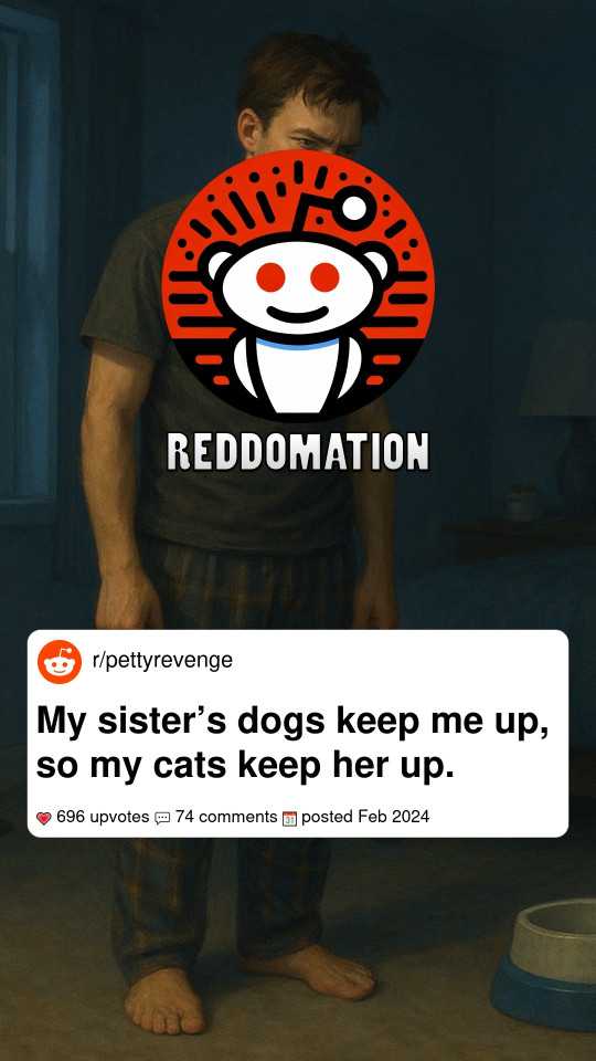My sister’s dogs keep me up, so my cats keep her up.