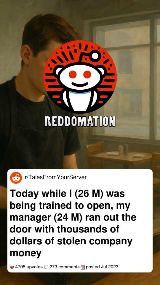 Today while I (26 M) was being trained to open, my manager (24 M) ran out the door with thousands of dollars of stolen company money