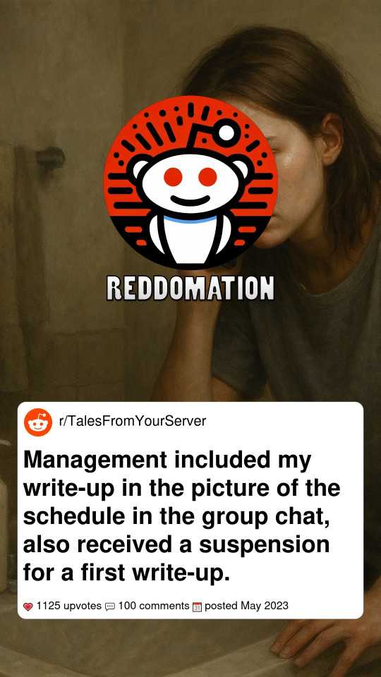 Management included my write-up in the picture of the schedule in the group chat, also received a suspension for a first write-up.