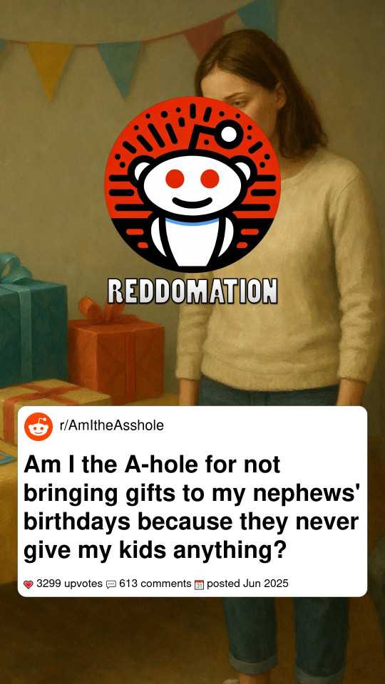 Am I the A-hole for not bringing gifts to my nephews' birthdays because they never give my kids anything?