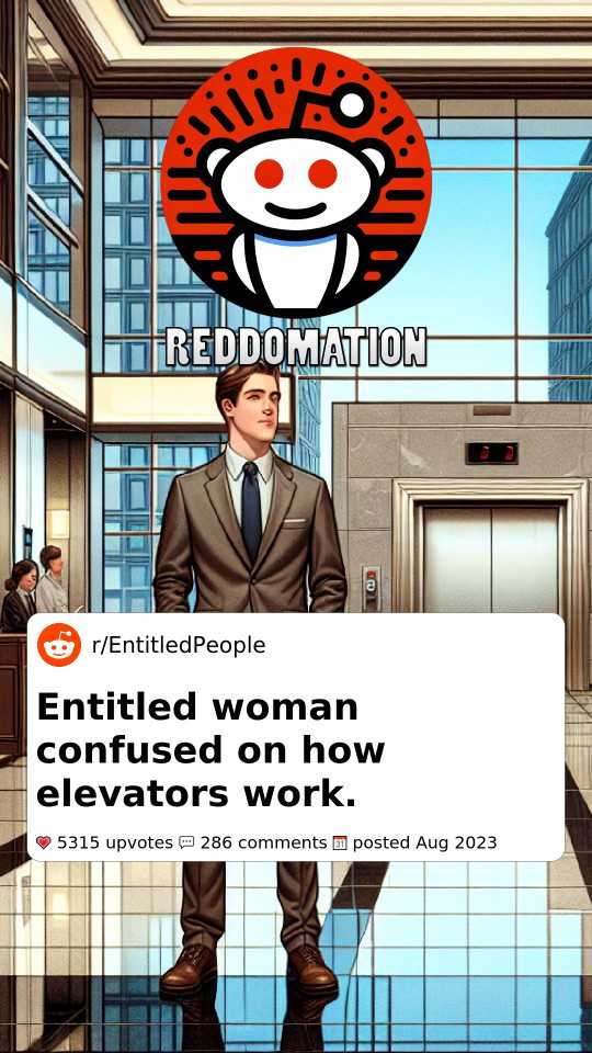 Entitled woman confused on how elevators work.