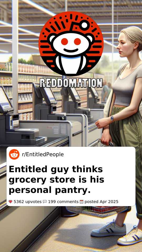 Entitled guy thinks grocery store is his personal pantry.