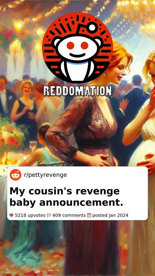 My cousin's revenge baby announcement.