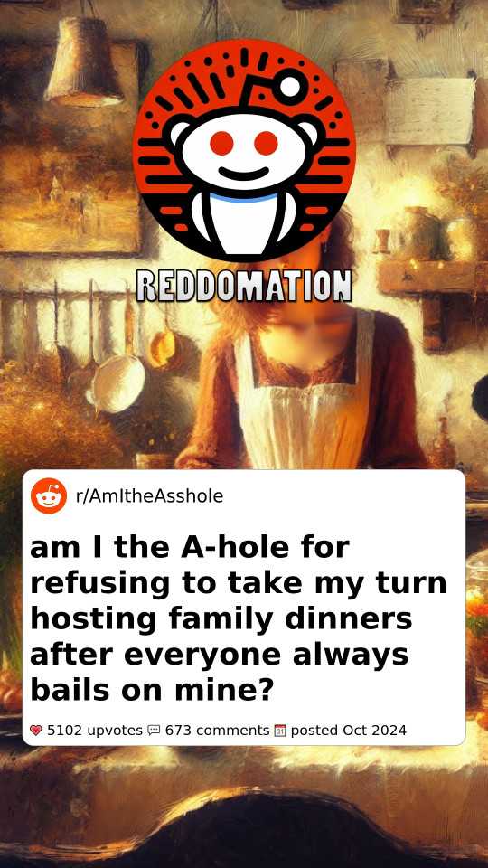 AITA for refusing to take my turn hosting family dinners after everyone always bails on mine?