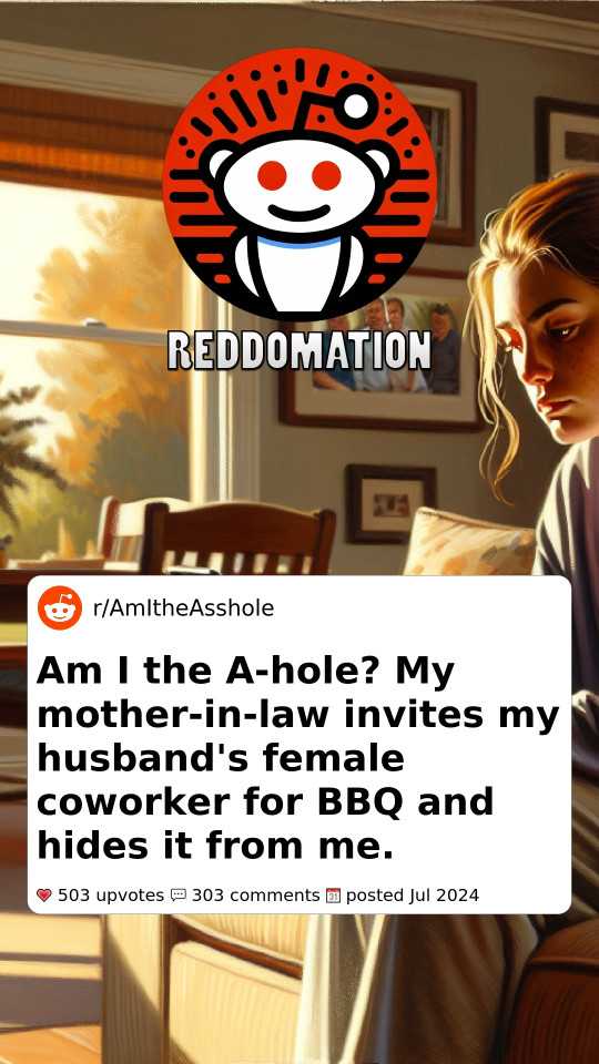 Am I the A-hole? My mother-in-law invites my husband's female coworker for BBQ and hides it from me.
