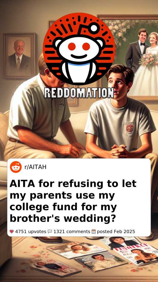 Am I the A-hole Here for Refusing to Let My Parents Use My College Fund for My Brother's Wedding?